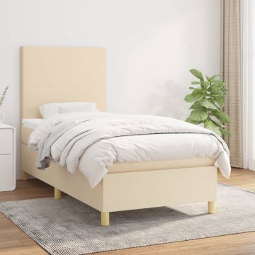 vidaXL Boxspring met matras stof crèmekleurig 80x200 cm