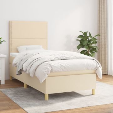 vidaXL Boxspring met matras stof crèmekleurig 80x200 cm