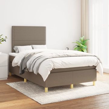 vidaXL Boxspring met matras stof taupe 120x200 cm