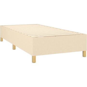 vidaXL Boxspring met matras stof crèmekleurig 80x200 cm