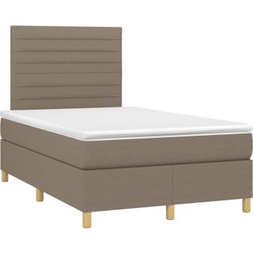 vidaXL Boxspring met matras stof taupe 120x200 cm