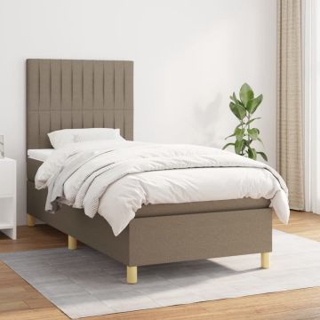 vidaXL Boxspring met matras stof taupe 80x200 cm