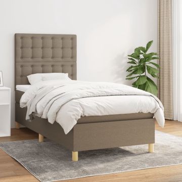 vidaXL Boxspring met matras stof taupe 80x200 cm