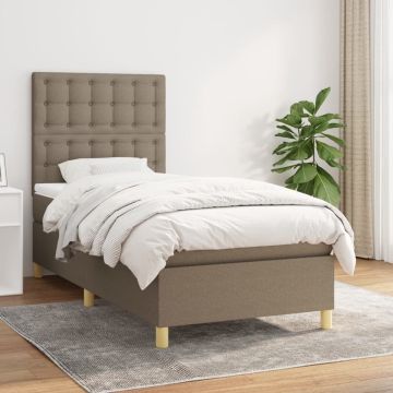 vidaXL Boxspring met matras stof taupe 90x190 cm