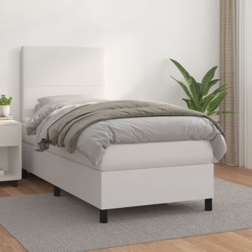 vidaXL Boxspring met matras kunstleer wit 90x190 cm