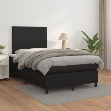 vidaXL Boxspring met matras kunstleer zwart 120x200 cm