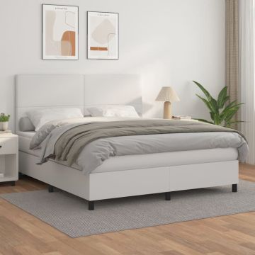 vidaXL Boxspring met matras kunstleer wit 180x200 cm