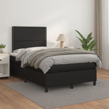 vidaXL Boxspring met matras kunstleer zwart 120x200 cm