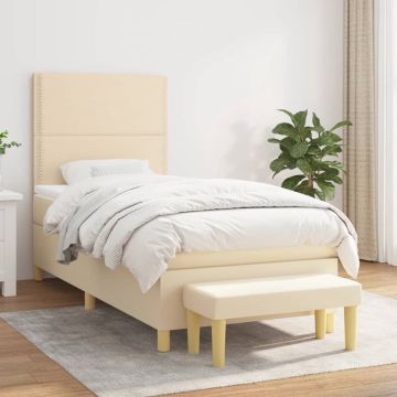 vidaXL Boxspring met matras stof crèmekleurig 90x190 cm