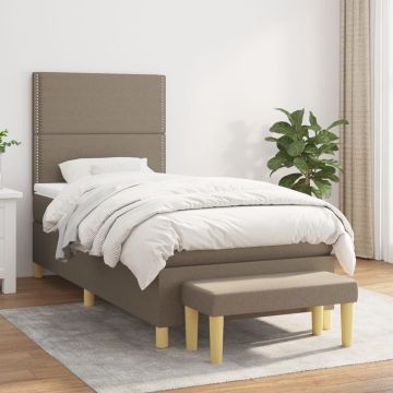 vidaXL Boxspring met matras stof taupe 90x200 cm