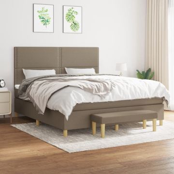 vidaXL Boxspring met matras stof taupe 180x200 cm