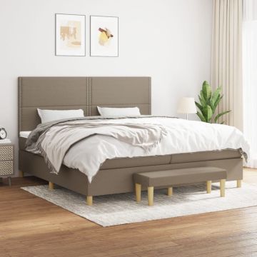 vidaXL Boxspring met matras stof taupe 200x200 cm