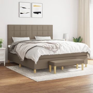 vidaXL Boxspring met matras stof taupe 180x200 cm