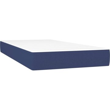 vidaXL Boxspring met matras stof blauw 90x200 cm