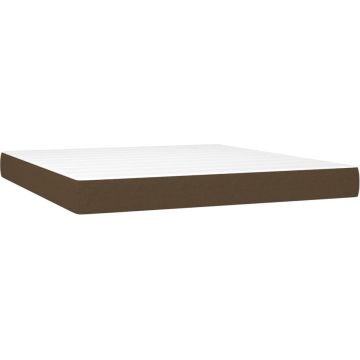 vidaXL Boxspring met matras stof donkerbruin 160x200 cm