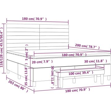 vidaXL-Boxspring-met-matras-stof-lichtgrijs-180x200-cm