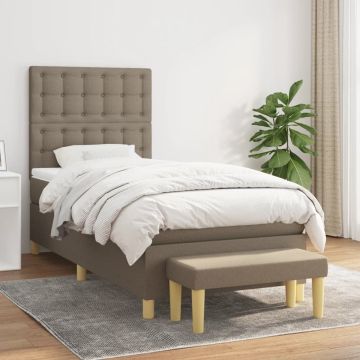 vidaXL Boxspring met matras stof taupe 90x200 cm