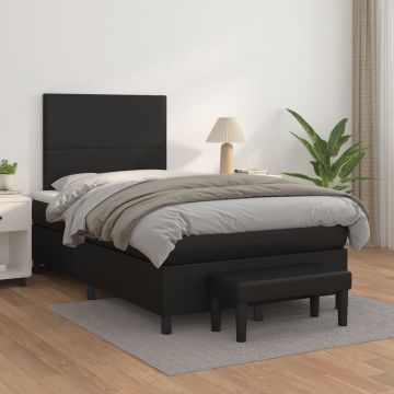 vidaXL Boxspring met matras kunstleer zwart 120x200 cm