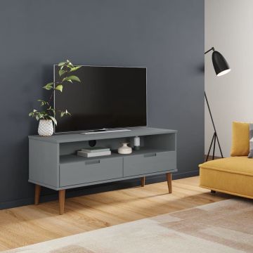 vidaXL Tv-meubel MOLDE 106x40x49 cm massief grenenhout grijs