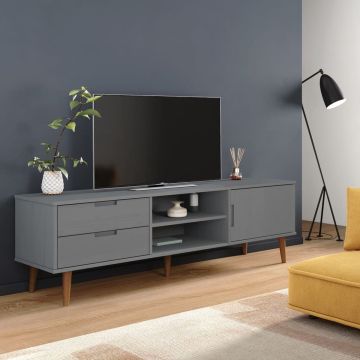 vidaXL Tv-meubel MOLDE 158x40x49 cm massief grenenhout grijs