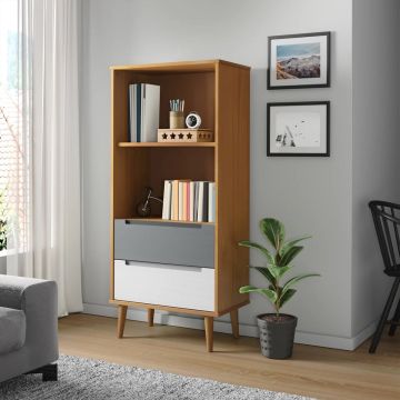 vidaXL Boekenkast MOLDE 60x35x133,5 cm massief grenenhout bruin