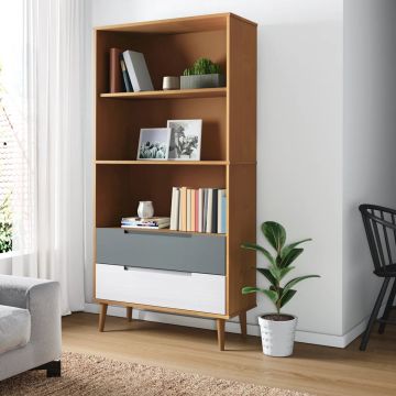 vidaXL Boekenkast MOLDE 85x35x170,5 cm massief grenenhout bruin