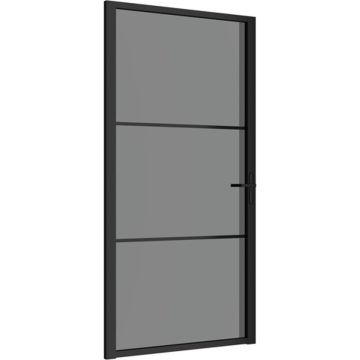 vidaXL Binnendeur 102,5x201,5 cm ESG-glas en aluminium zwart