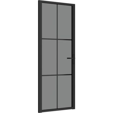 vidaXL Binnendeur 76x201,5 cm ESG-glas en aluminium zwart