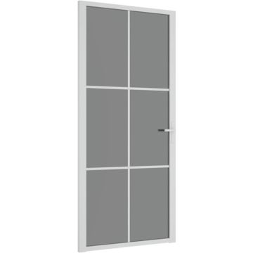 vidaXL Binnendeur 93x201,5 cm ESG-glas en aluminium wit