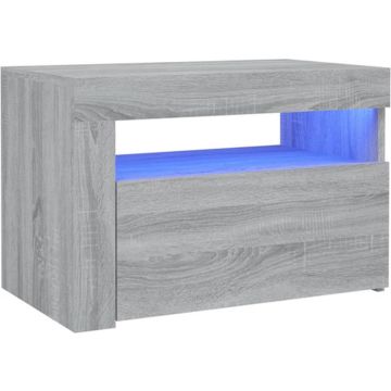 vidaXL Nachtkastje 2 st met LED-verlichting 60x35x40 cm grijs sonoma