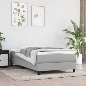 vidaXL Boxspring met matras stof lichtgrijs 90x190 cm