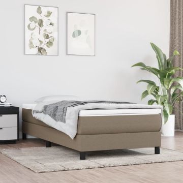 vidaXL Boxspring met matras stof taupe 100x200 cm