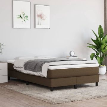 vidaXL Boxspring met matras stof donkerbruin 120x200 cm