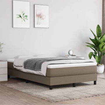 vidaXL Boxspring met matras stof taupe 120x200 cm