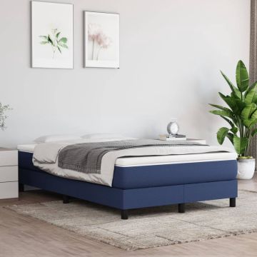 vidaXL Boxspring met matras stof blauw 120x200 cm