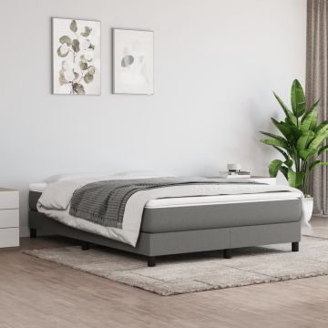 vidaXL Boxspring met matras stof donkergrijs 140x190 cm