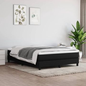 vidaXL Boxspring met matras stof zwart 140x190 cm