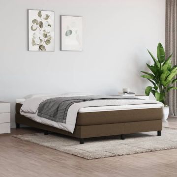 vidaXL Boxspring met matras stof donkerbruin 140x190 cm