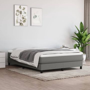 vidaXL Boxspring met matras stof donkergrijs 140x200 cm