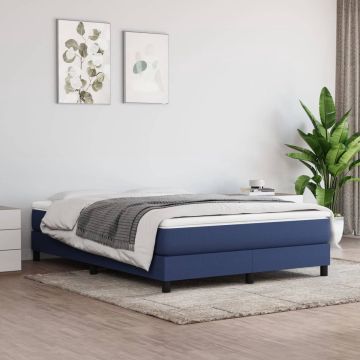 vidaXL Boxspring met matras stof blauw 140x200 cm