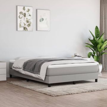 vidaXL Boxspring met matras stof lichtgrijs 160x200 cm