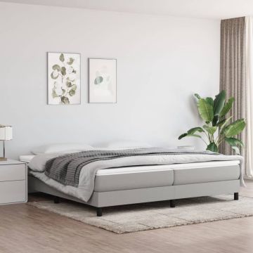 vidaXL Boxspring met matras stof lichtgrijs 200x200 cm