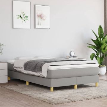 vidaXL Boxspring met matras stof lichtgrijs 120x200 cm