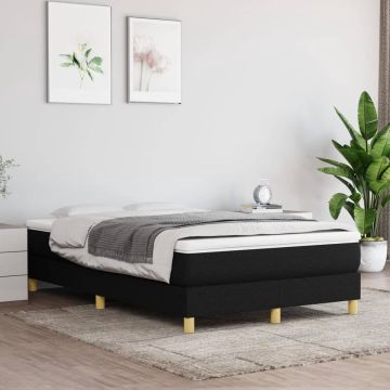 vidaXL Boxspring met matras stof zwart 120x200 cm