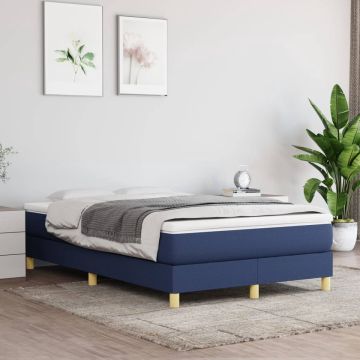 vidaXL Boxspring met matras stof blauw 120x200 cm