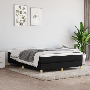 vidaXL Boxspring met matras stof zwart 140x190 cm