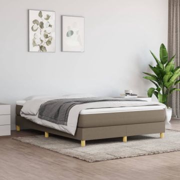 vidaXL Boxspring met matras stof taupe 140x200 cm