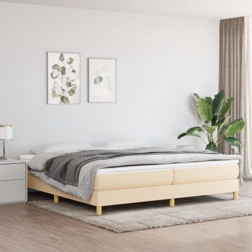 vidaXL Boxspring met matras stof crèmekleurig 200x200 cm