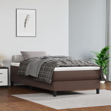 vidaXL Boxspring met matras kunstleer bruin 90x200 cm