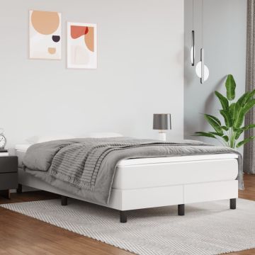 vidaXL Boxspring met matras kunstleer wit 120x200 cm